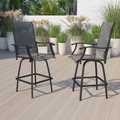 Flash Furniture 2PK Outdoor Stool - 30 inch Patio Bar Stool, Gray 2-ET-SWVLPTO-30-GR-GG